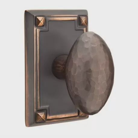 Emtek C5105HE Concealed, Passage, Arts and Crafts Rectangular Rosette, Hammered Egg Knob, Colour: US10B-Oil Rubbed Bronze