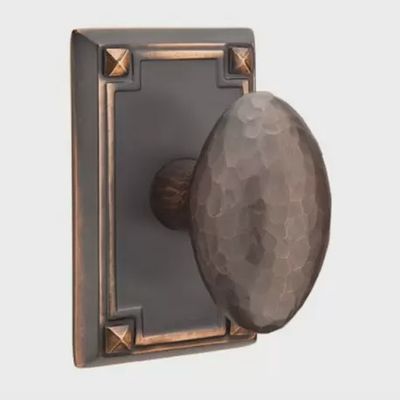 Emtek C5105HE Concealed, Passage, Arts and Crafts Rectangular Rosette, Hammered Egg Knob