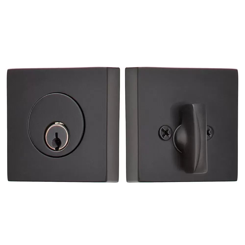 Emtek 8469 Square  Single Deadbolt, Colour: US19-Flat Black