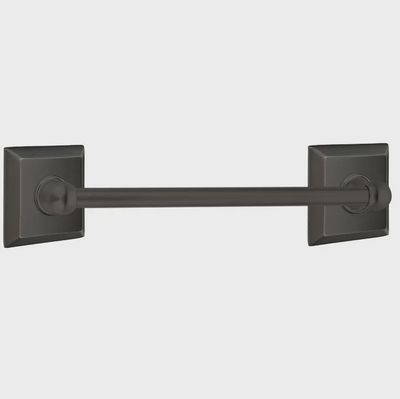 Emtek 2602431 Traditional Brass Towel Bar 12", Quincy Rosette