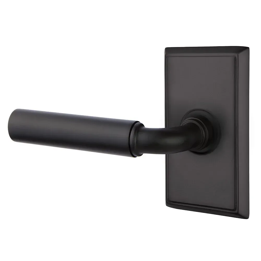 Emtek 8121MNGLH Passage, Rectangular Rosette, Manning Lever, LH, Colour: US19-Flat Black
