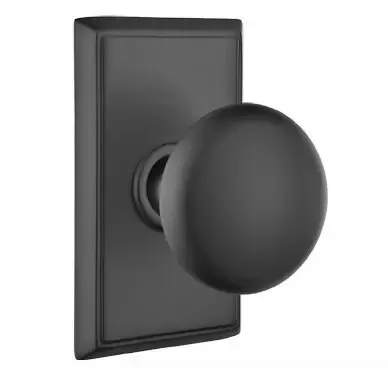 Emtek 8121P Passage, Rectangular Rosette, Providence Knob, Colour: US19-Flat Black