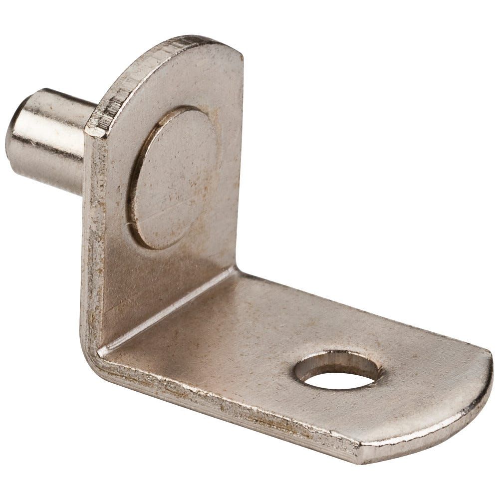 Hardware Resources 1707BN-R  5 mm Angled Shelf Support with 1/8" Hole Retail Pack. 20 Supports per Pack. Finish: Bright Nickel