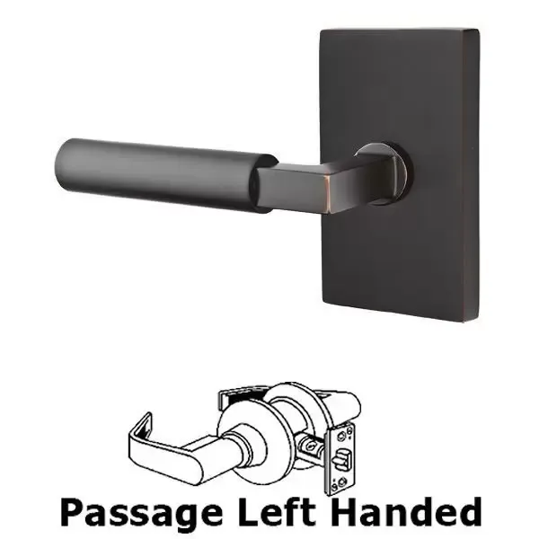 Emtek 5112HECLH Passage, Modern Rectangular Rosette, Hercules Lever, LH, Colour: US10B-Oil Rubbed Bronze