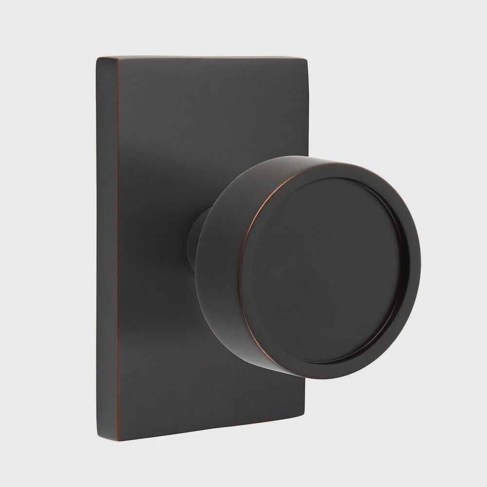 Emtek 5112VR Passage, Modern Rectangular Rosette, Verve Knob, Colour: US10B-Oil Rubbed Bronze