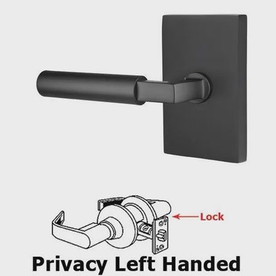 Emtek 5212HECLH Privacy, Modern Rectangular Rosette, Hercules Lever, LH