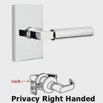 Emtek 5212HECRH Privacy, Modern Rectangular Rosette, Hercules Lever, RH