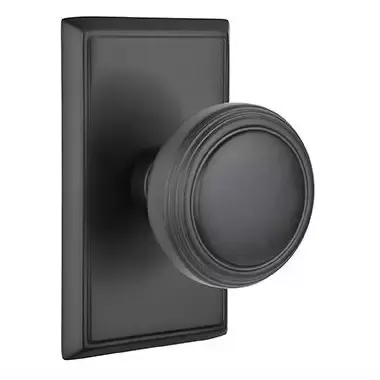 Emtek 8221NW Privacy, Rectangular Rosette, Norwich Knob,, Colour: US19-Flat Black