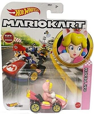 Hot Wheels Mario Kart Cat Peach, [Rosa] Kart estándar