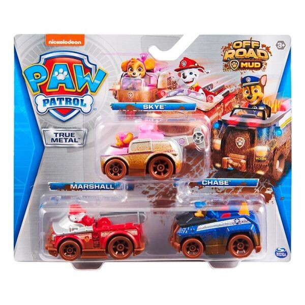 3 PK CARROS METAL PAW PATROL