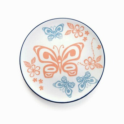 Porcelain Art Plate - Butterfly and Wild Rose