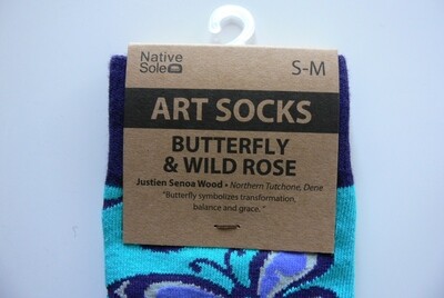 Butterfly and Wild Rose Socks L Size