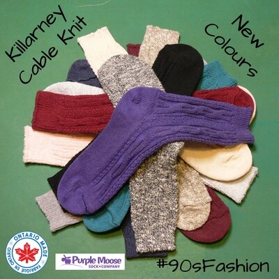Killarney Cable Knit Crew Sock in 12 colors