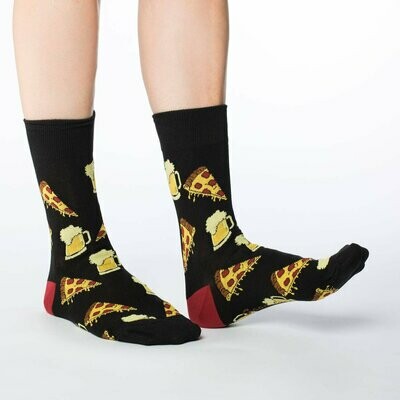 Pizza & beer cotton crew sock sold by Canadian owned Purple Moose Sock Company.