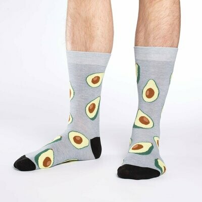 Avocado design cotton crew sock sold by Canadian owned Purple Moose Sock Company.