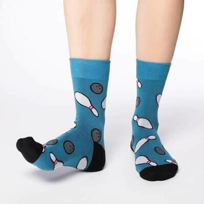 Bowling design cotton crew sock sold by Canadian owned Purple Moose Sock Company.