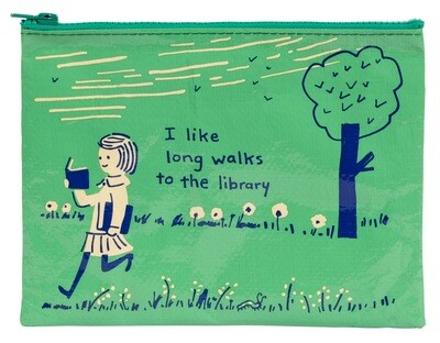 I Like Long Walks to the Library zipper pouch