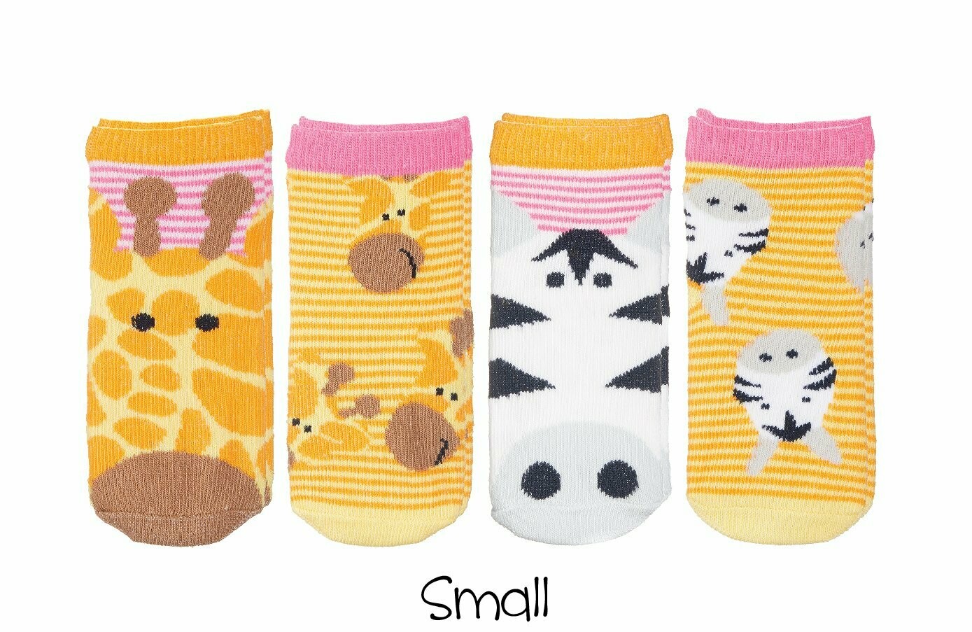 Sock Safari - Giraffe and Zebra (Pink) 4-pair pack