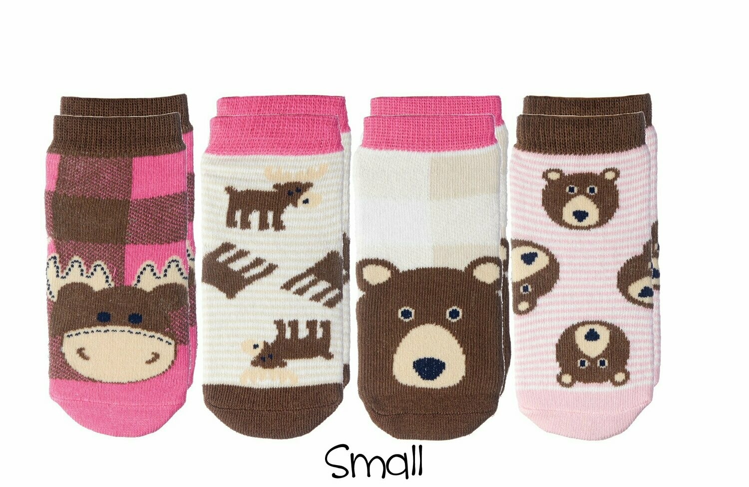 Cabin Socks - Moose and Brown Bear 4-pair pack, Size: 0-12 months