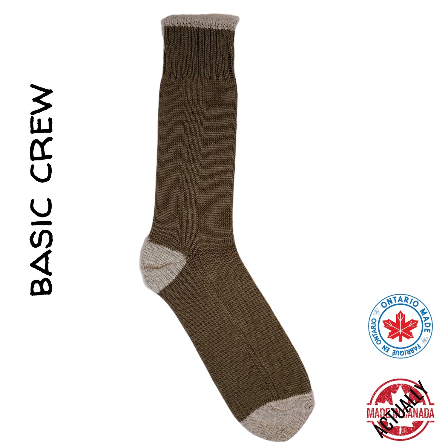 Basic Crew - Simple Rib Olive/Overcast Socks