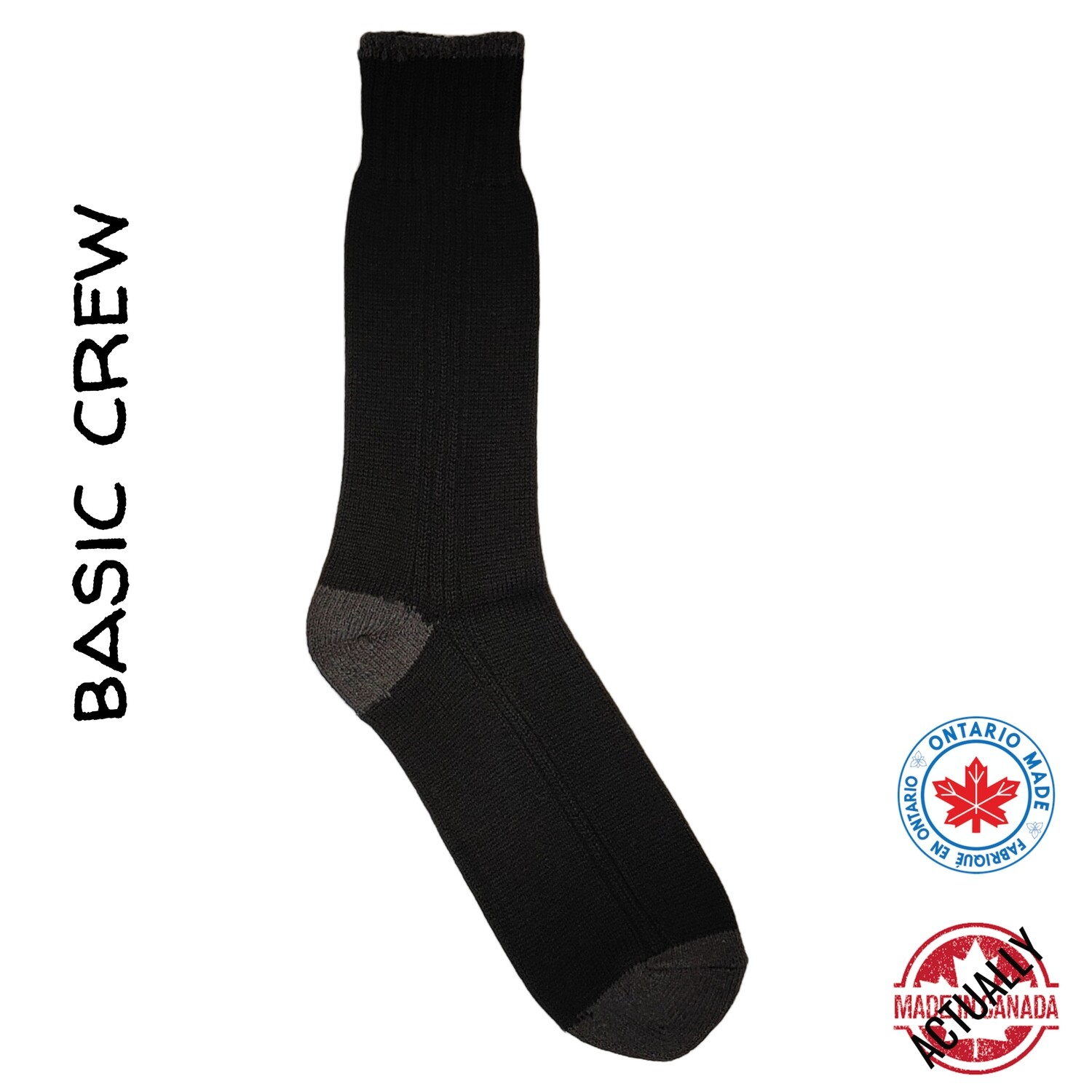 Basic Single Rib Crew Socks - Black/Charcoal