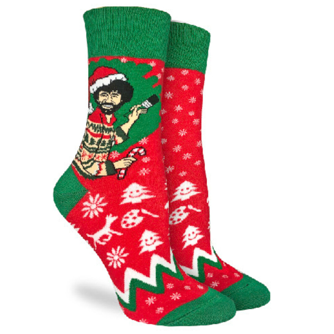 Bob Ross Christmas Socks | M Adult Size, Size: M