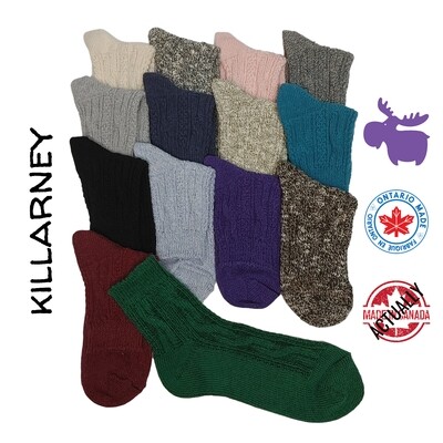 Killarney Cable Knit Quarter High Ankle Sock in 16 colors