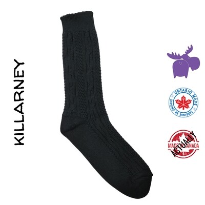 Killarney Cable Knit Crew Sock in 3 colors - Large size