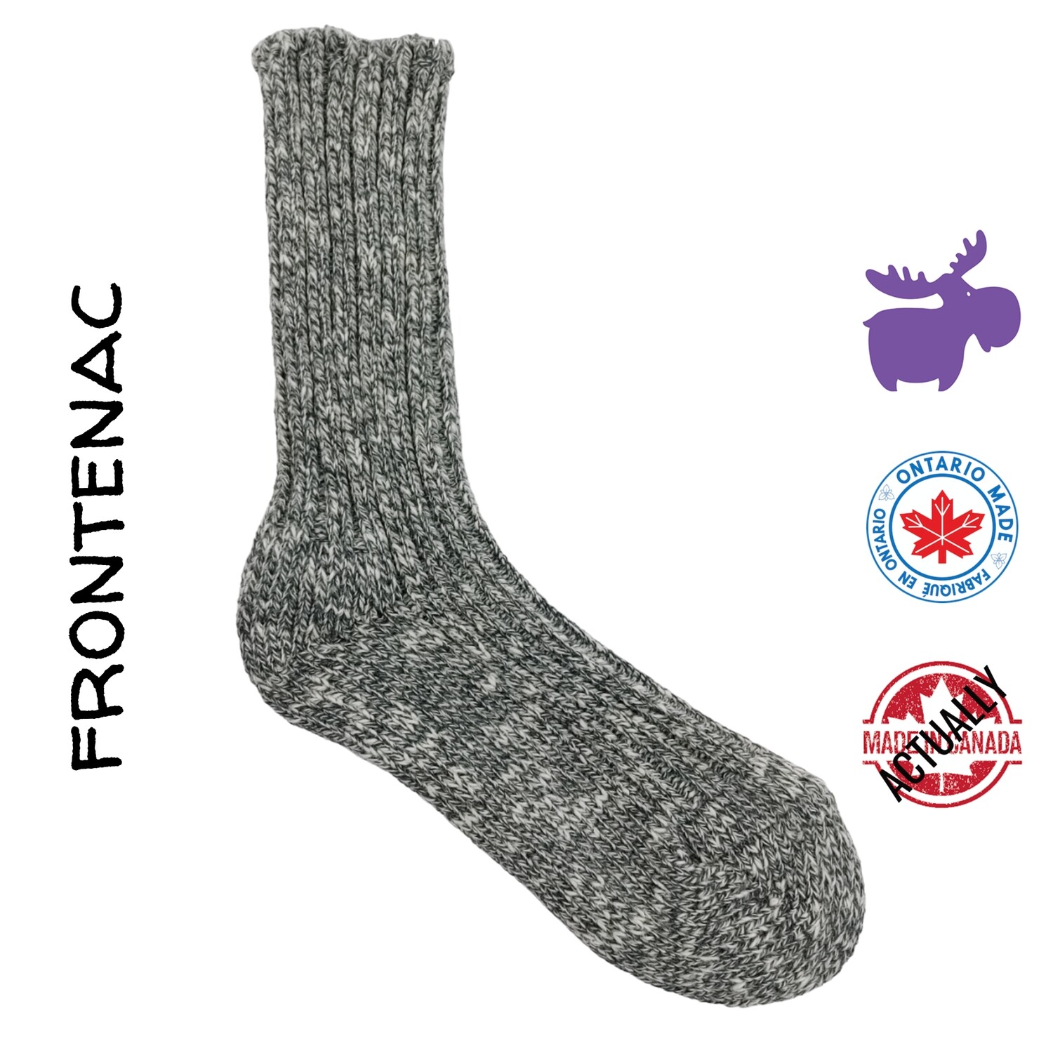 Frontenac Cotton/Wool Boot Sock in Something About Grey | One Size Fits Most | Actually Made in Canada by Purple Moose