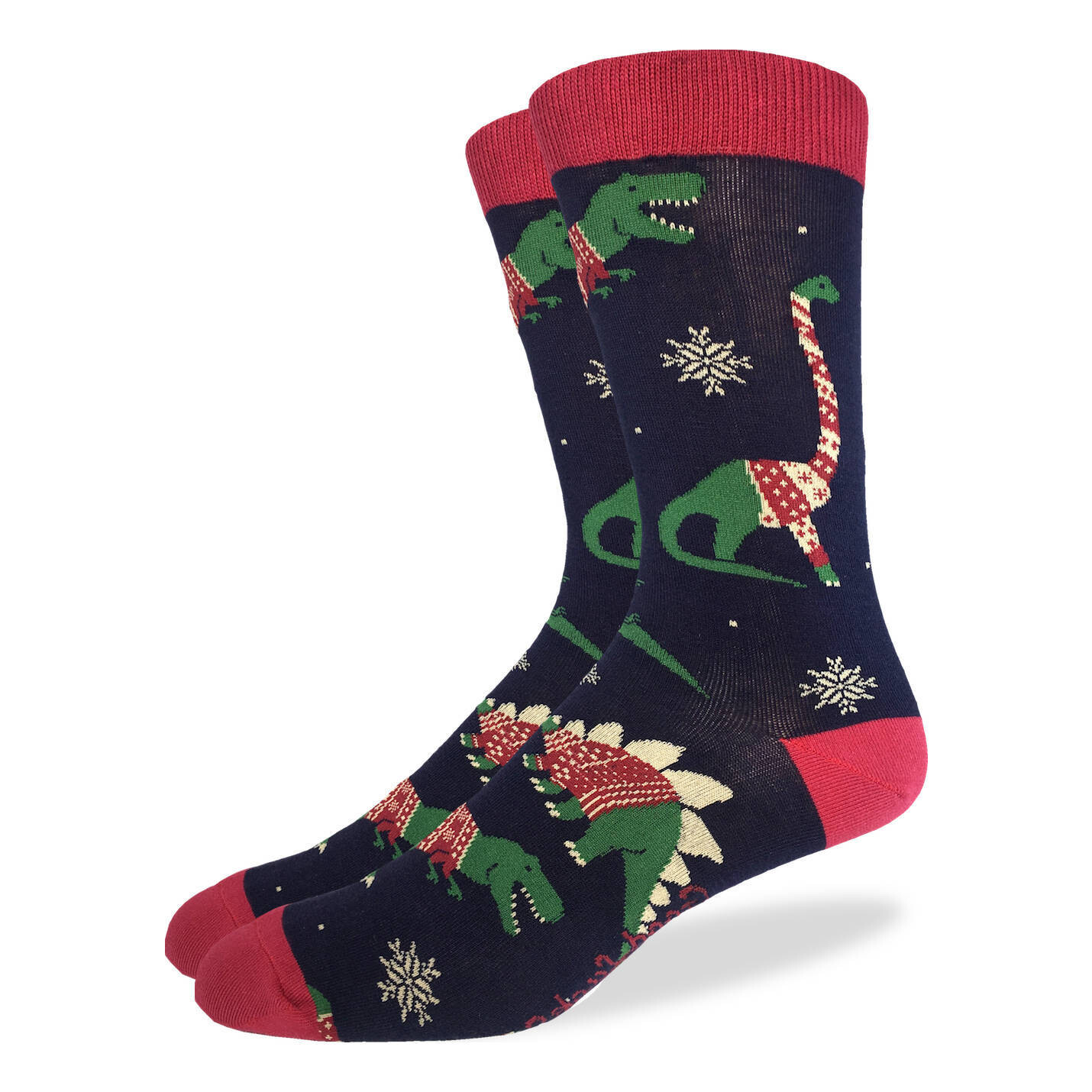 Christmas Sweater Dinosaur socks | M/L adult sizes | Good Luck Sock