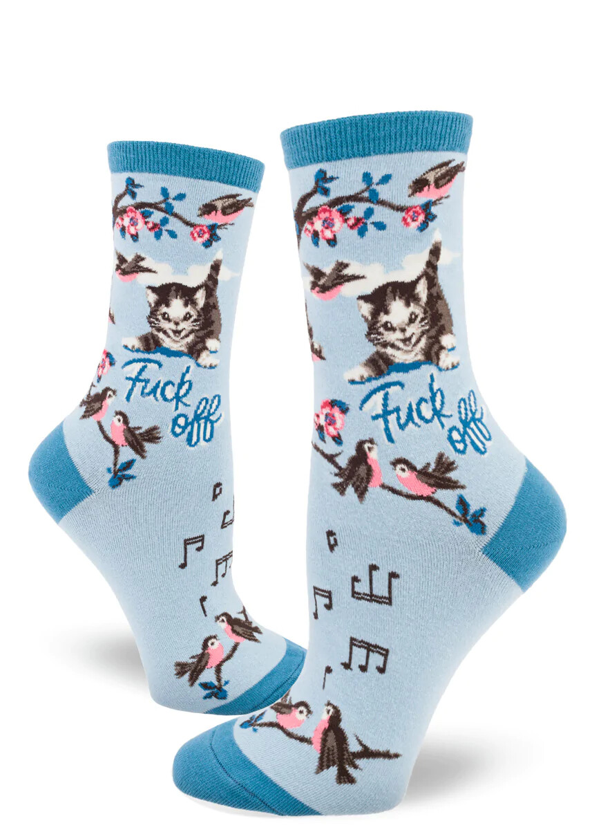 F-Off Kitty Cat crew socks | M adult size | ModSocks