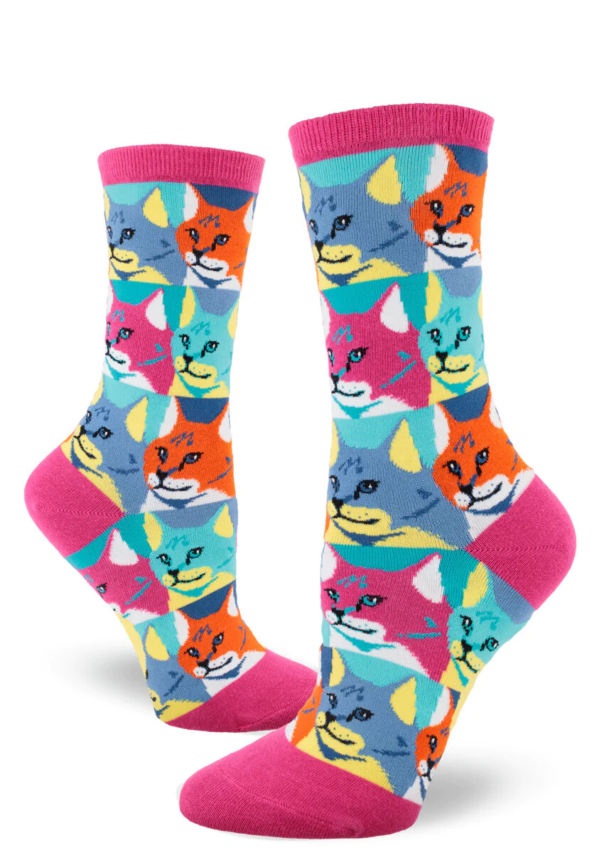 Pop Art Cat crew socks | M adult size | ModSocks