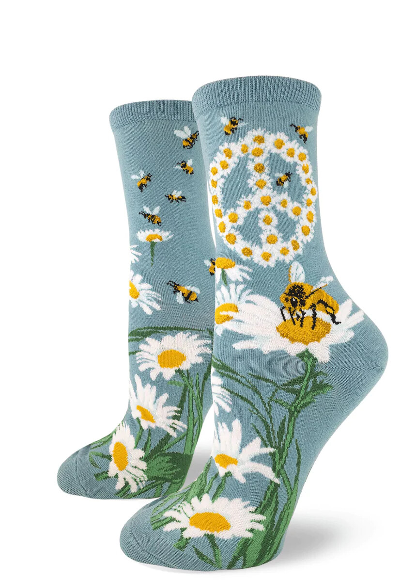 Give Bees a Chance crew socks | M adult size | ModSocks