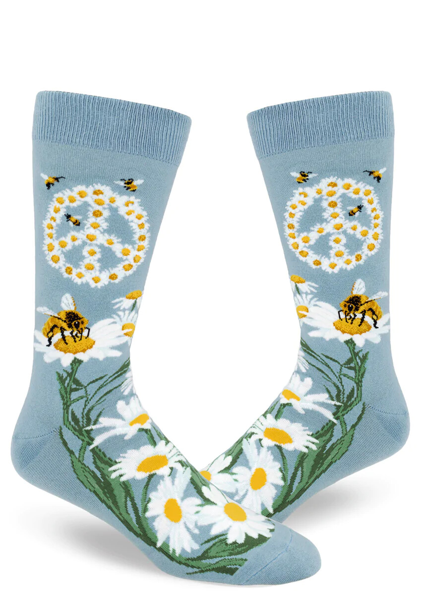 Give Bees a Chance crew socks | L adult size | ModSocks