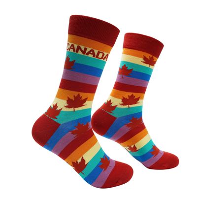 Canada Rainbow Socks | M/L adult sizes | Shoc Joc