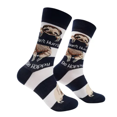 Don&#39;t Hurry Be Happy Sloth Socks | M/L adult sizes | Shoc Joc