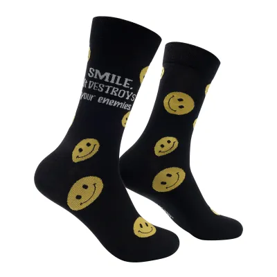 Smile. it Destroys Your Enemies Socks | L adult size | Shoc Joc