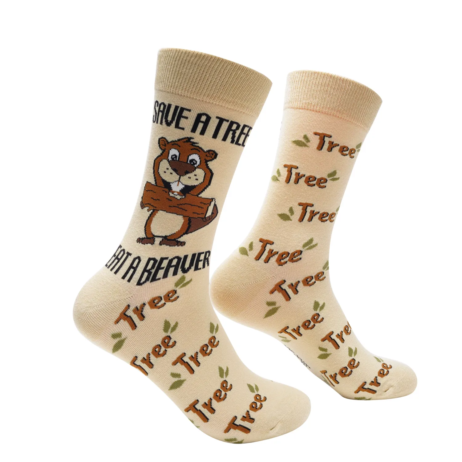 Save A Tree Eat A Beaver Socks | L adult size | Shoc Joc