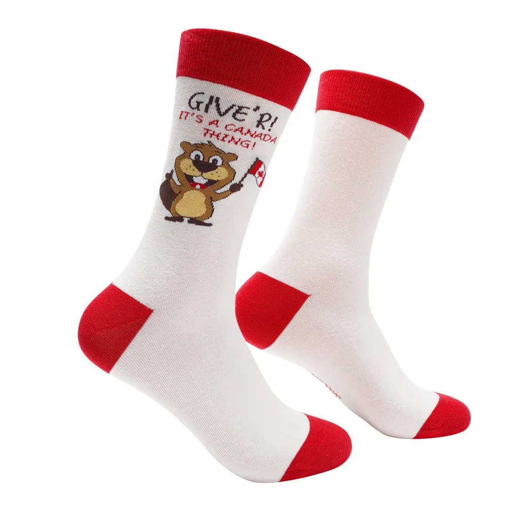 Give’r! It&#39;s A Canada Thing! Socks | L adult size | Shoc Joc