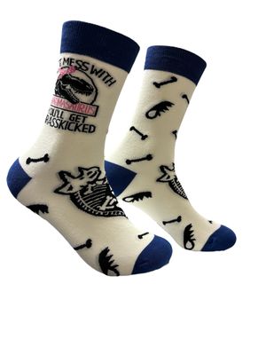 Don&#39;t Mess With Grandmasaurus Socks | M adult size | Shoc Joc