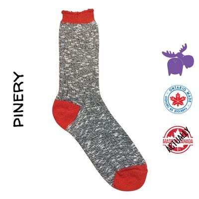 Pinery Mini Crew Sock in Red | M/L adult sizes | Actually Made in Canada by Purple Moose