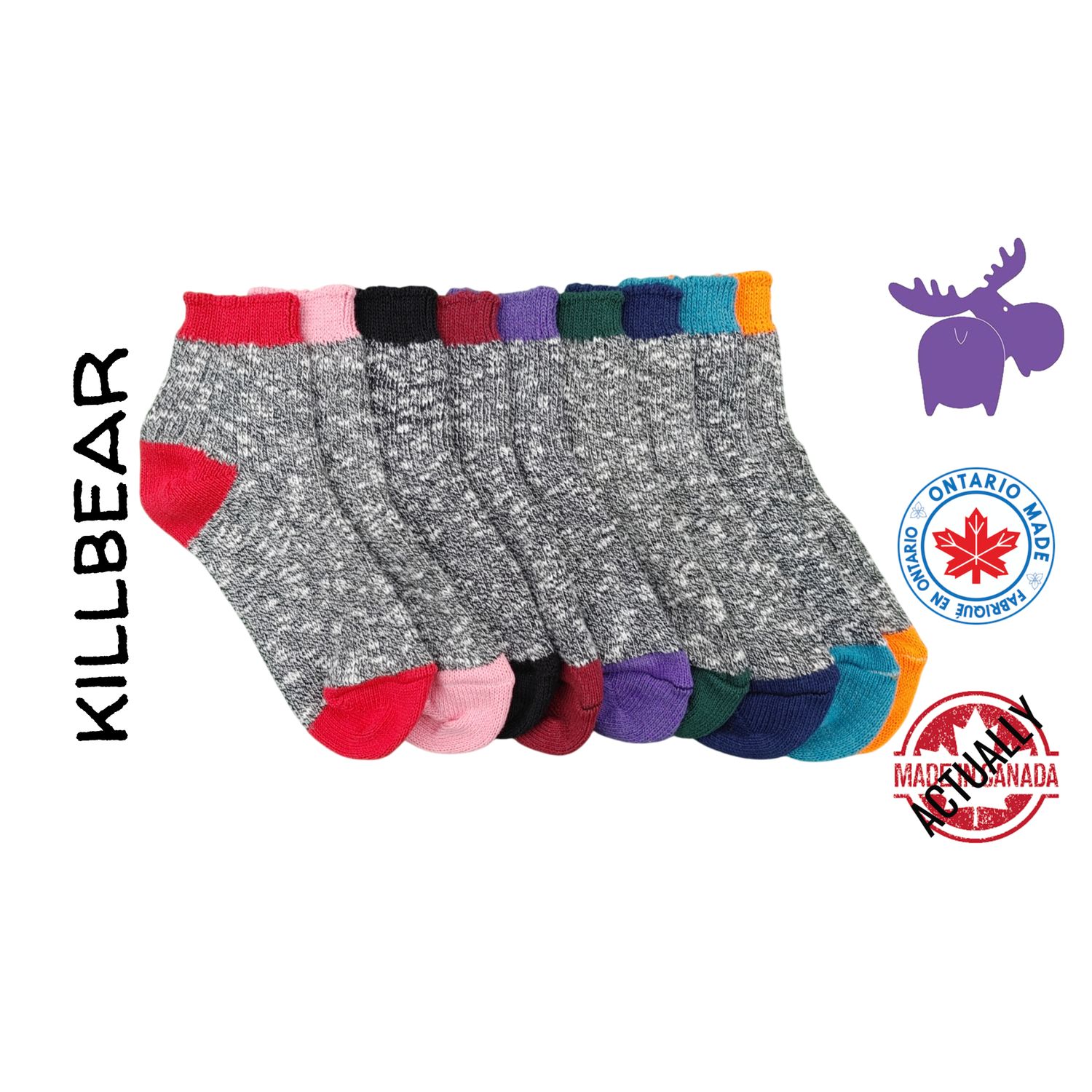 Killbear Quarter High Socks M/L Actually Made in Canada