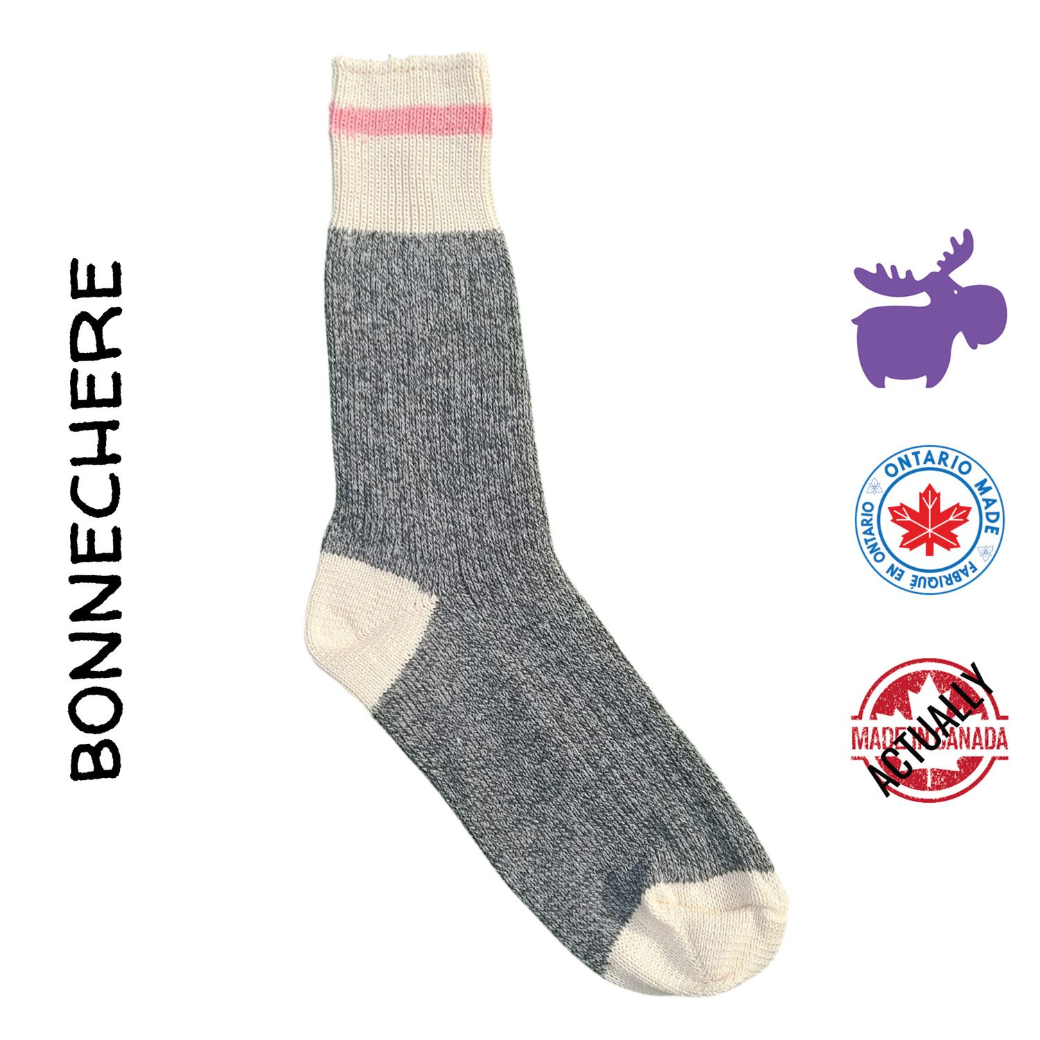 Bonnechere Cotton Cabin Socks Pink 2-pair pack, Size: M, Colour: Pink