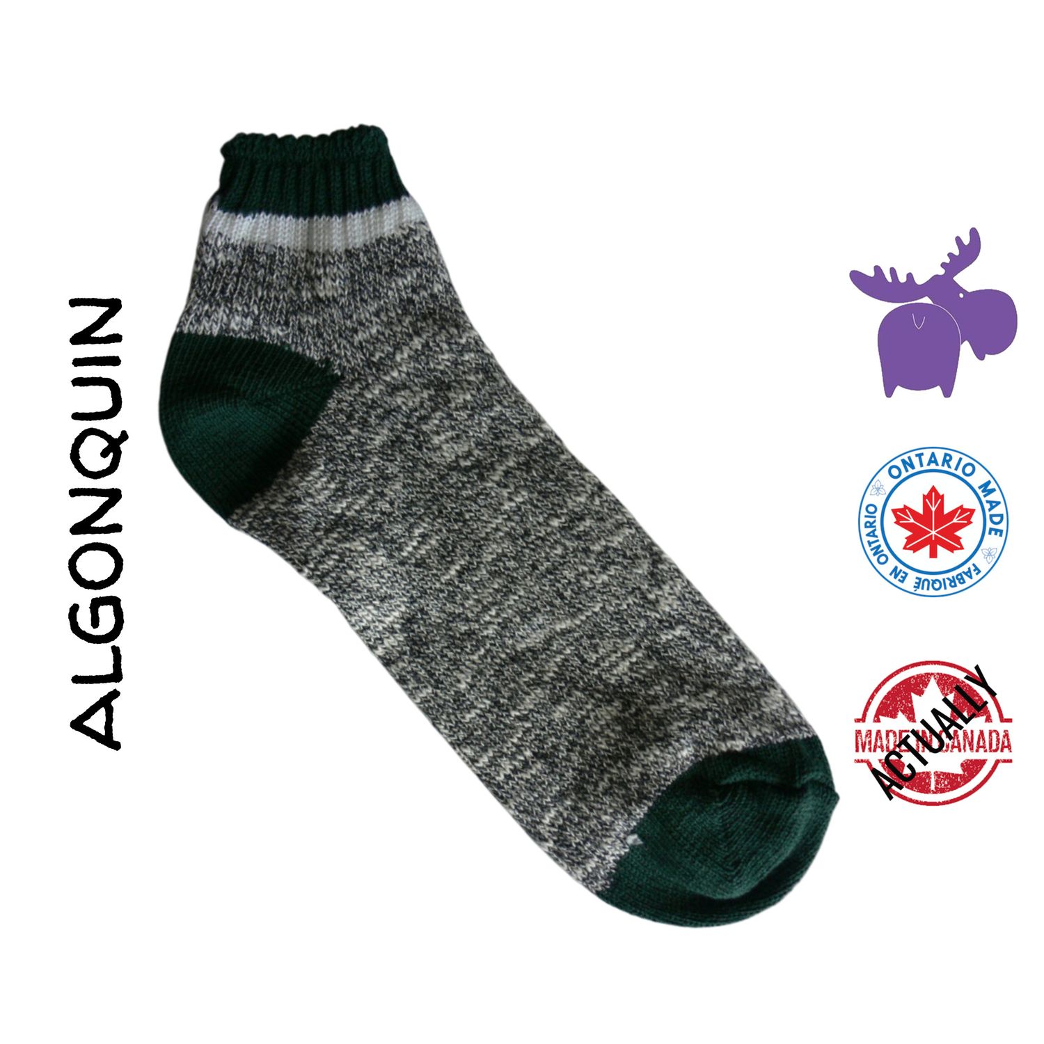 Green Ankle Sock Actually Made in Canada by Purple Moose