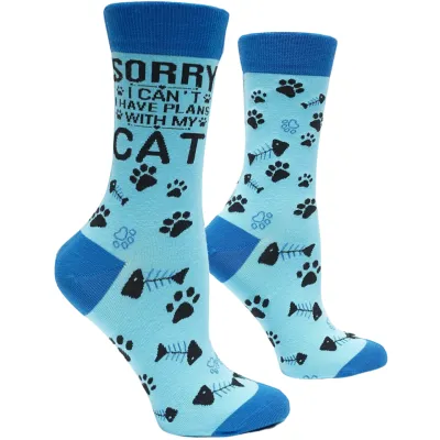 Sorry I Can't I Have Plans With My Cat Socks | M adult size | Shoc Joc Sorry I Can't I Have Plans With My Cat Socks | M adult size | Shoc Joc
