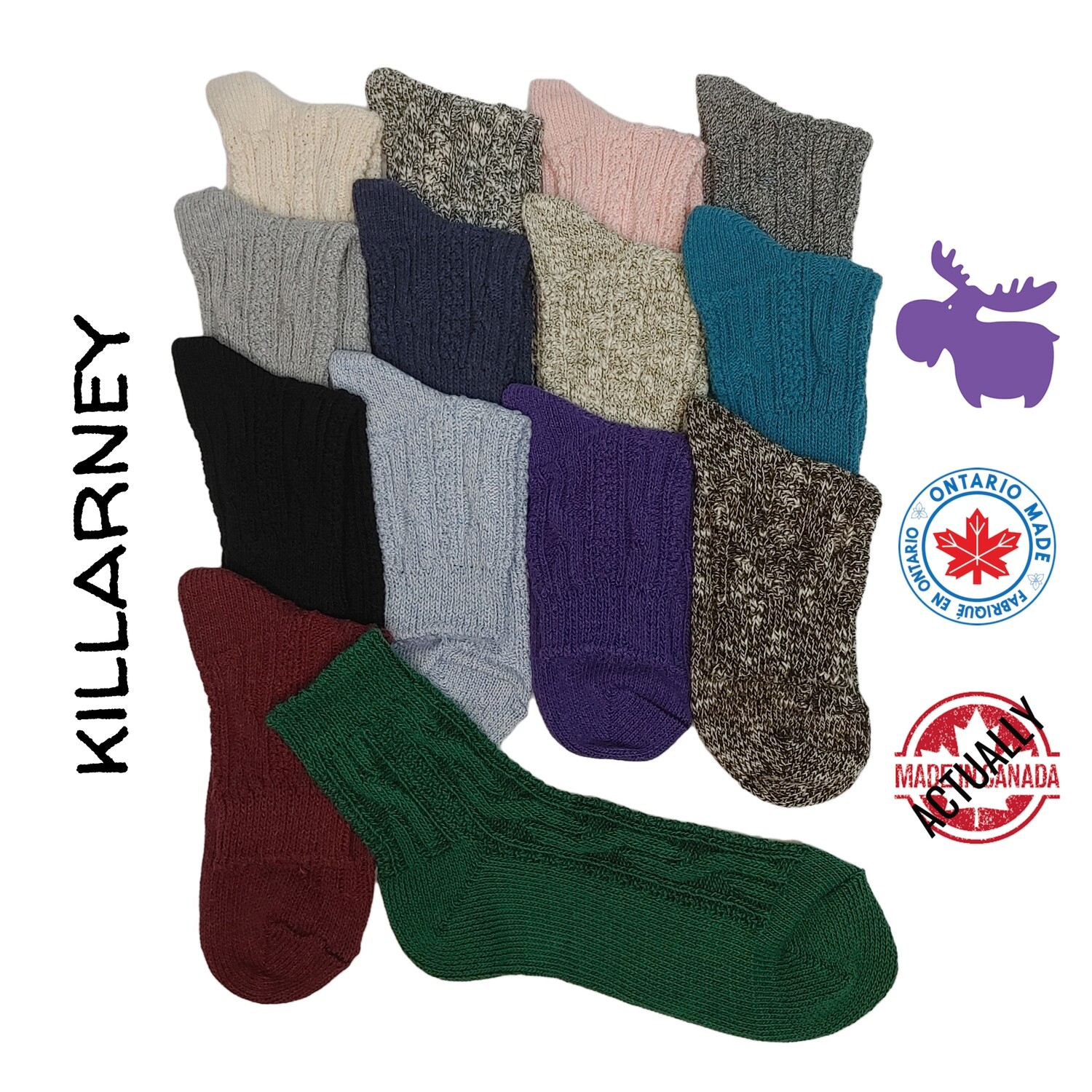 Killarney Cable Knit Quarter High Ankle Sock in 15 colours