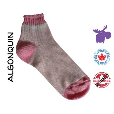 Algonquin Pink+Pink Ankle Socks - Actually Made in Canada Pink Ankle Sock Actually Made in Canada by Purple Moose