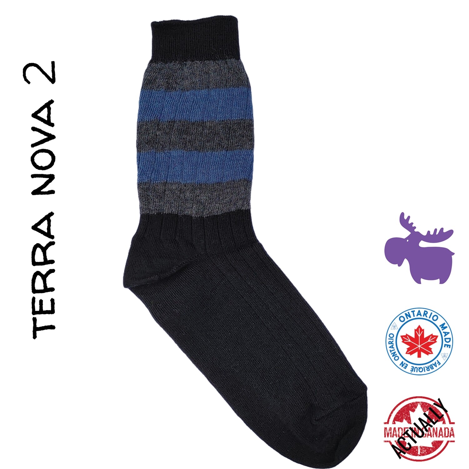 Terra Nova 2 Merino Wool Crew Sock M Size, Size: M, Color: Black/Charcoal/Denim