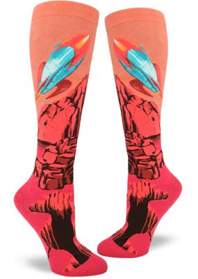 Rocket Red Planet knee high socks | M adult size | ModSocks