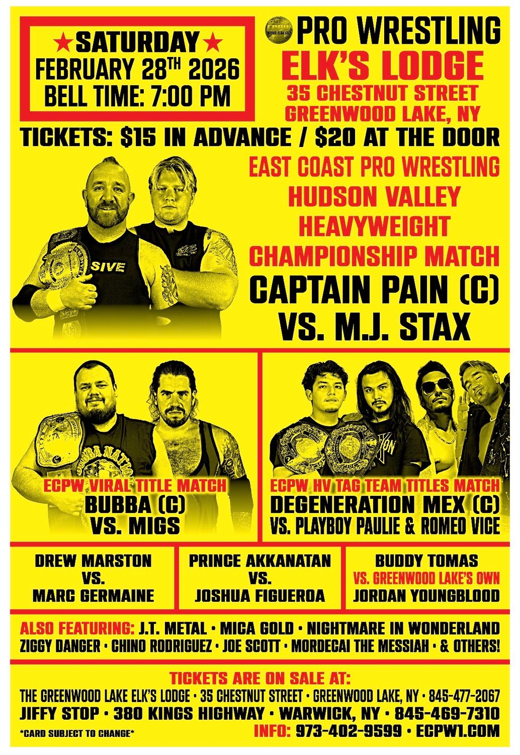 ECPW at Greenwood Lake Elk Lodge (2/28/2026)